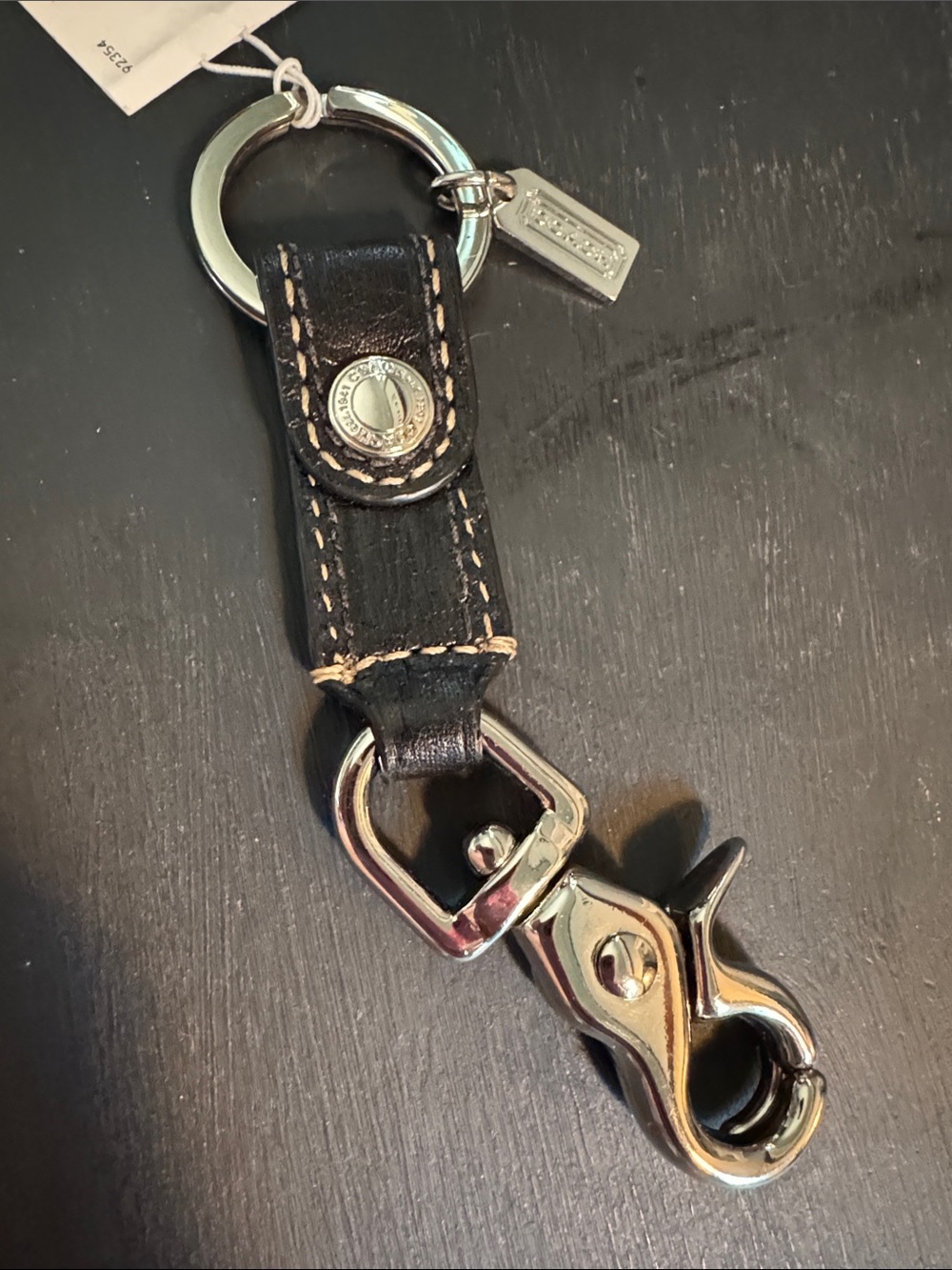 Coach Black Leather Keychain with Silver Hardware - Picture 2 of 3